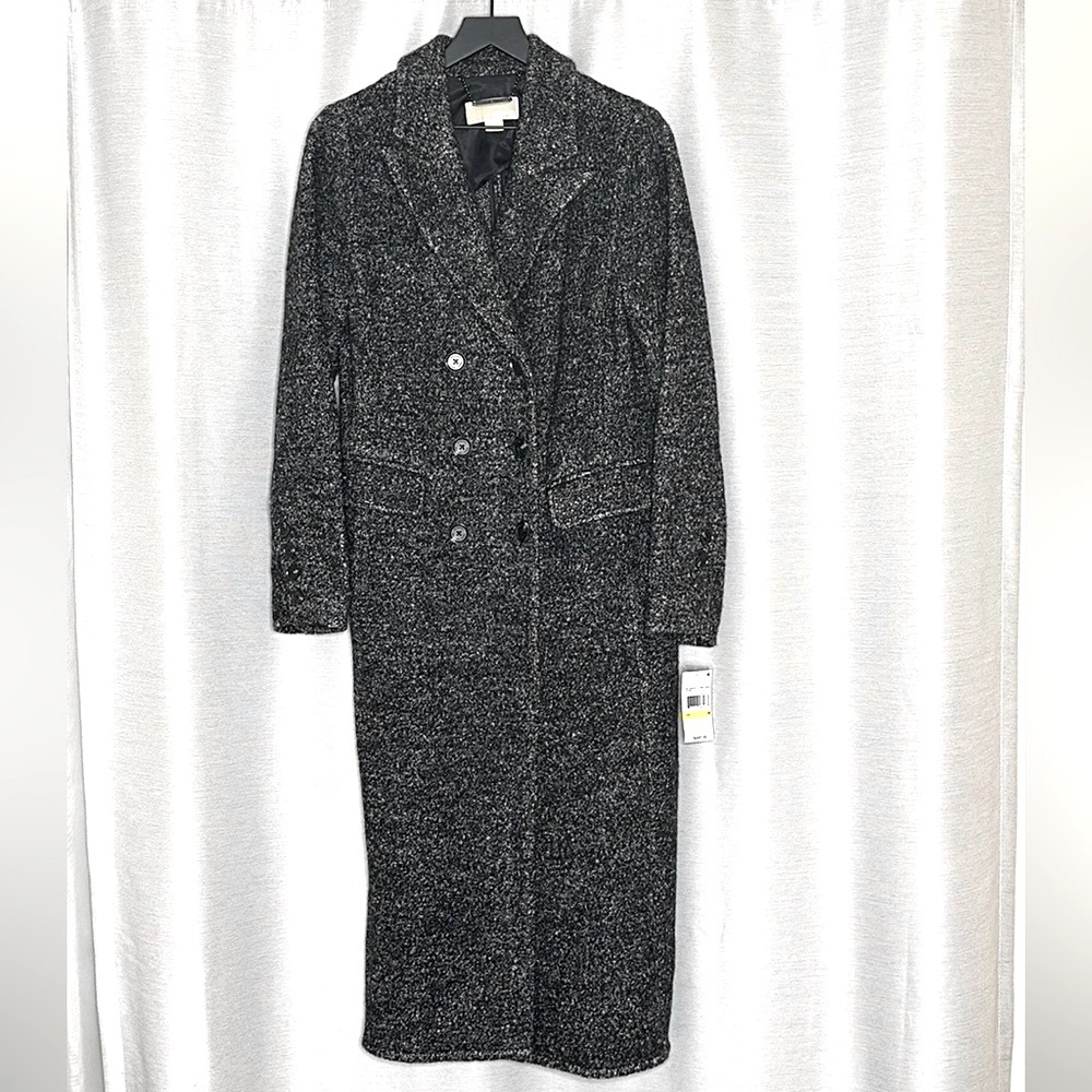 MICHAEL KORS— Gray Tweed Long Jacket